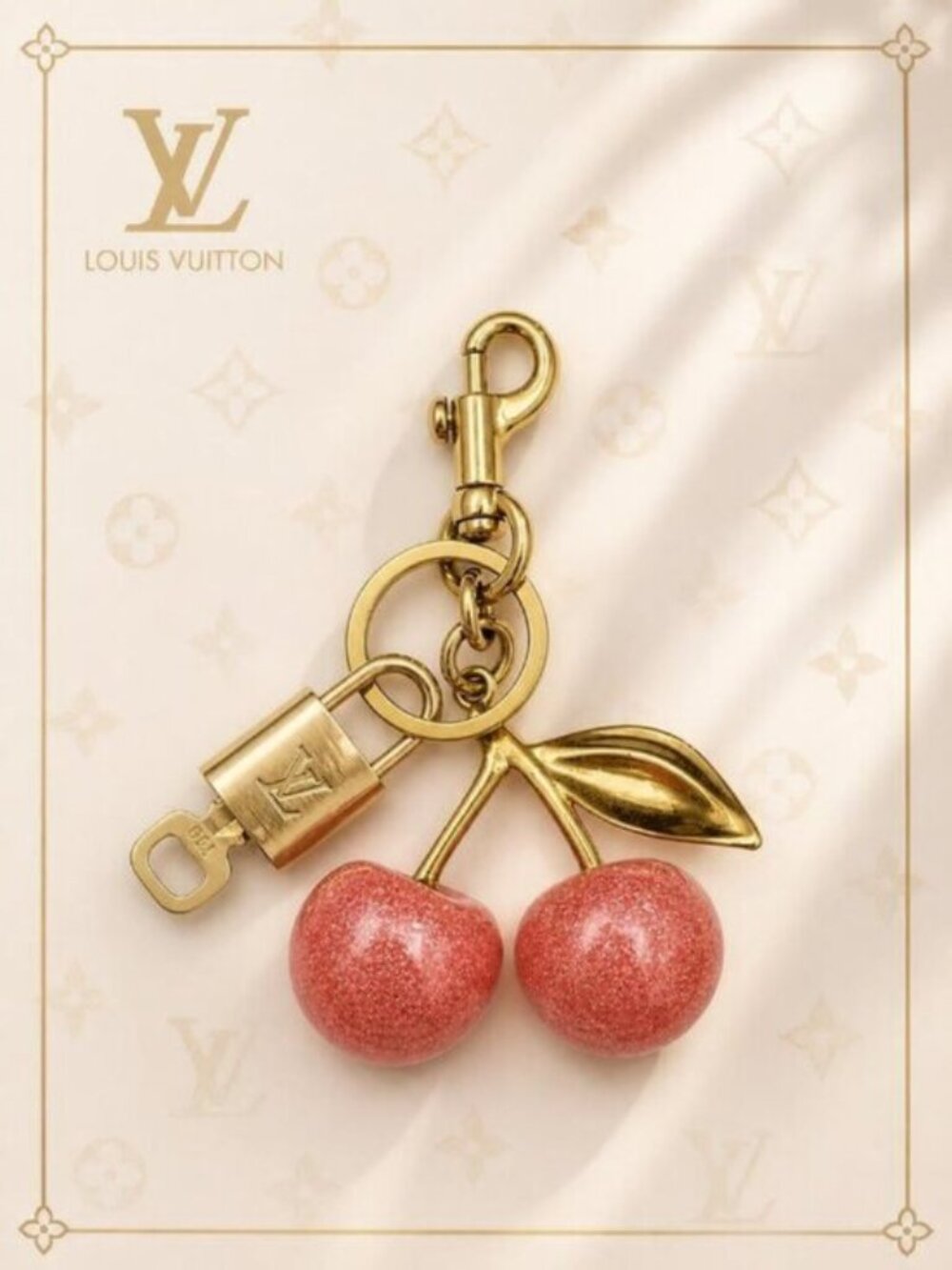 Louis Vuitton Gold Padlock Key 🔒 Authentic LV Charm + Unbranded Apple Keychain
